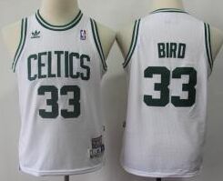 Youth Boston Celtics #33 Larry Bird White Authentic Stitched NBA jerseys