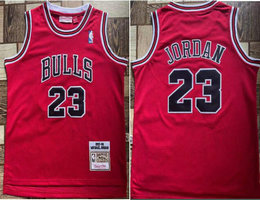 Youth Chicago Bulls #23 Michael Jordan Red 97-98 Hardwood Classics Authentic Stitched NBA jerseys