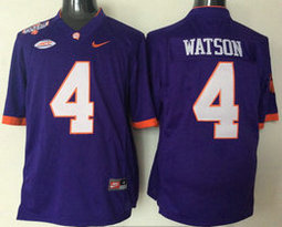 Youth Clemson Tigers #4 DeShaun Watson Purple Authentic Stitched NCAA Jersey