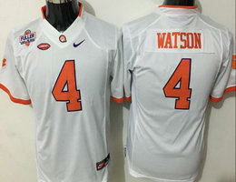 Youth Clemson Tigers #4 DeShaun Watson White Authentic Stitched NCAA Jersey