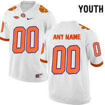 Youth Clemson Tigers Customized White Authentic Stitched NCAA Jersey
