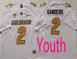 Youth Colorado Buffaloes #2 Shedeur Sanders White 2023 F.U.S.E Authentic Stitched NCAA Jersey