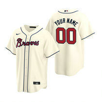 Youth Custom Nike Atlanta Braves Any Name Cream Game Authentic Stitched MLB Jersey