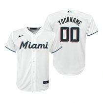 Youth Custom Nike Miami Marlins White Game Authentic Stitched MLB Jersey