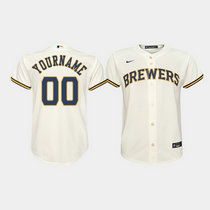 Youth Custom Nike Milwaukee Brewers Cream Game Authentic Stitched MLB Jersey.webp