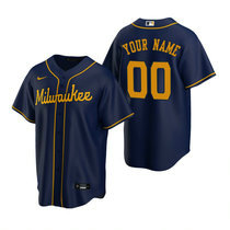 Youth Custom Nike Milwaukee Brewers Navy Game Authentic Stitched MLB Jersey
