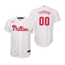 Youth Custom Nike Philadelphia Phillies White (Red Strip) Game Authentic Stitched MLB Jersey