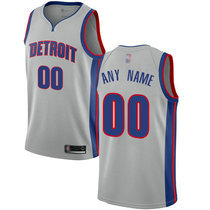 Youth Customized Nike Detroit Pistons Silver Authentic Stitched NBA jersey