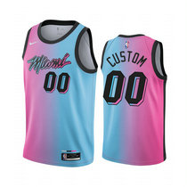 Youth Customized Nike Miami Heat Blue Pink 2020-21 City Authentic Stitched NBA jersey
