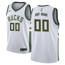 Youth Customized Nike Milwaukee Bucks White Authentic Stitched NBA jersey