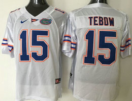 Youth Florida Gators #15 Tim Tebow White Authentic Stitched College Football Jersey