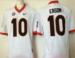 Youth Georgia Bulldogs #10 Jacob Eason White Authentic Stitched NCAA Jerseys