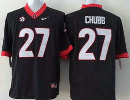 Youth Georgia Bulldogs #27 Nick Chubb Black Authentic Stitched NCAA Jersey