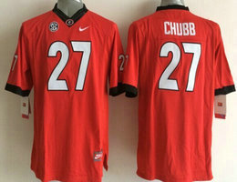 Youth Georgia Bulldogs #27 Nick Chubb Red Authentic Stitched NCAA Jersey