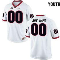 Youth Georgia Bulldogs Customized College Football White Authentic Stitched NCAA Jersey