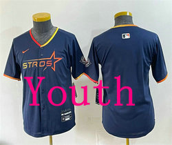 Youth Houston Astros Blank Navy 2025 City Connect Stitched Baseball Jersey