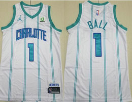 Youth Jordan Charlotte Hornets #1 LaMelo Ball White 2022-23 Authentic Stitched NBA Jersey