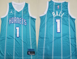 Youth Jordan Charlotte Hornets #1 LaMelo Ball blue 2022-23 Authentic Stitched NBA Jersey