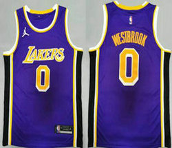 Youth Jordan Los Angeles Lakers #0 Russell Westbrook Purple Game Authentic Stitched NBA Jersey