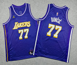 Youth Jordon Los Angeles Lakers #77 Luka Doncic Purple 2025 Statement Basketball Jersey