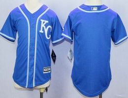 Youth Kansas City Blue KC Blank Stitched MLB Jersey