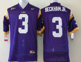 Youth LSU Tigers #3 Odell Beckham Jr Purple Stitched NCAA Jersey
