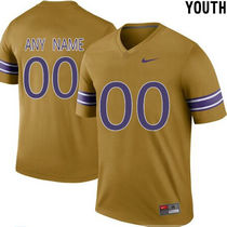 Youth LSU Tigers Customized College Football Limited Throwback Legand Gridiron Gold jersey