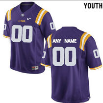 Youth LSU Tigers Customized College Purple Authentic Stitched NCAA Jersey