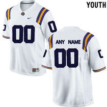 Youth LSU Tigers Customized College White Authentic Stitched NCAA Jersey