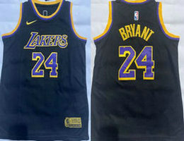 Youth Los Angeles Lakers #24 Kobe Bryant Black (gold nike)Authentic Stitched NBA Jersey