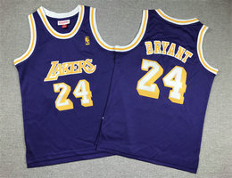 Youth Los Angeles Lakers #24 Kobe Bryant Gold Logo Authentic Stitched NBA Jersey