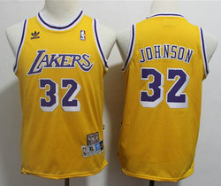 Youth Los Angeles Lakers #32 Magic Johnson Gold Throwback Authentic Stitched NBA jersey
