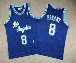 Youth Los Angeles Lakers #8 Kobe Bryant Blue LOS Authentic Stitched NBA Jersey