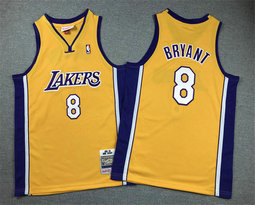Youth Los Angeles Lakers #8 Kobe Bryant Gold V Hardwood Classics Authentic Stitched NBA Jersey