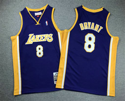Youth Los Angeles Lakers #8 Kobe Bryant Purple V Hardwood Classics Authentic Stitched NBA Jersey