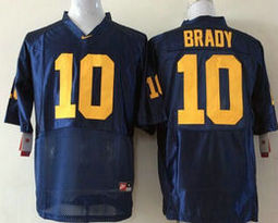 Youth Michigan Wolverines #10 Tom Brady Blue Authentic Stitched NCAA Jerseys