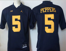 Youth Michigan Wolverines #5 Jabrill Peppers Blue Jordan Authentic Stitched NCAA Jersey