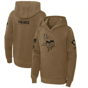 Youth Minnesota Vikings 2023 Camo Salute To Service Pullove Hoodie