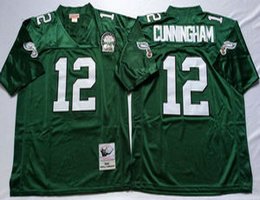 Youth Mitchell And Ness Philadelphia Eagles #12 Randall Cunningham Green With Patch Throwback  Jersey