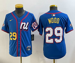 Youth National League #29 James Wood Blue 2025 All-Star Baseball Jersey
