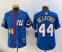 Youth National League #44 Elly De La Cruz Blue 2025 All-Star Baseball Jersey