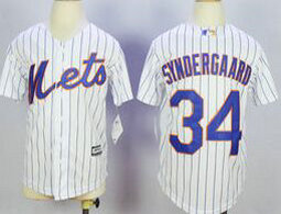 Youth New York Mets #34 Noah Syndergaard White New Majestic Authentic Stitched MLB Jersey