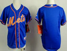 Youth New York Mets Blank Blue Orange font Authentic stitched MLB jersey