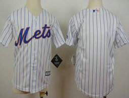 Youth New York Mets Blank White(Blue Strip) Home Authentic stitched MLB jersey