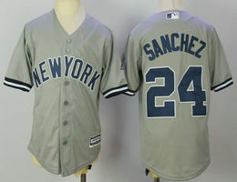 Youth New York Yankees #24 Gary Sanchez Grey New Majestic Authentic Stitched MLB Jersey