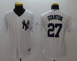 Youth New York Yankees #27 Giancarlo Stanton White Authentic Stitched MLB jersey