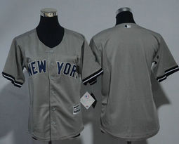 Youth New York Yankees Blank Grey New Majestic Authentic Stitched MLB Jersey
