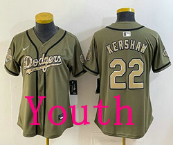 Youth Nike Angeles Dodgers #22 Clayton Kershaw Olive 2026 Military Appreciation Day Jersey