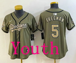 Youth Nike Angeles Dodgers #5 Freddie Freeman Olive 2026 Military Appreciation Day Jersey