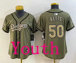 Youth Nike Angeles Dodgers #50 Mookie Betts Olive 2026 Military Appreciation Day Jersey